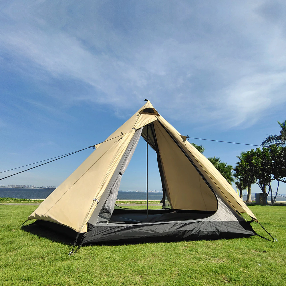 Cheap Goat Tents Ultralight Pyramid 4 Person Camping Tent Travel Family Tourist 4x Double Layer Outdoor Hiking Large Teepee Backpacking tents   